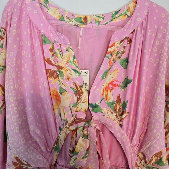 Free People x REVOLVE Paradise Jumpsuit Sugar Magnolia Combo Pink Floral L NEW - Picture 10 of 15